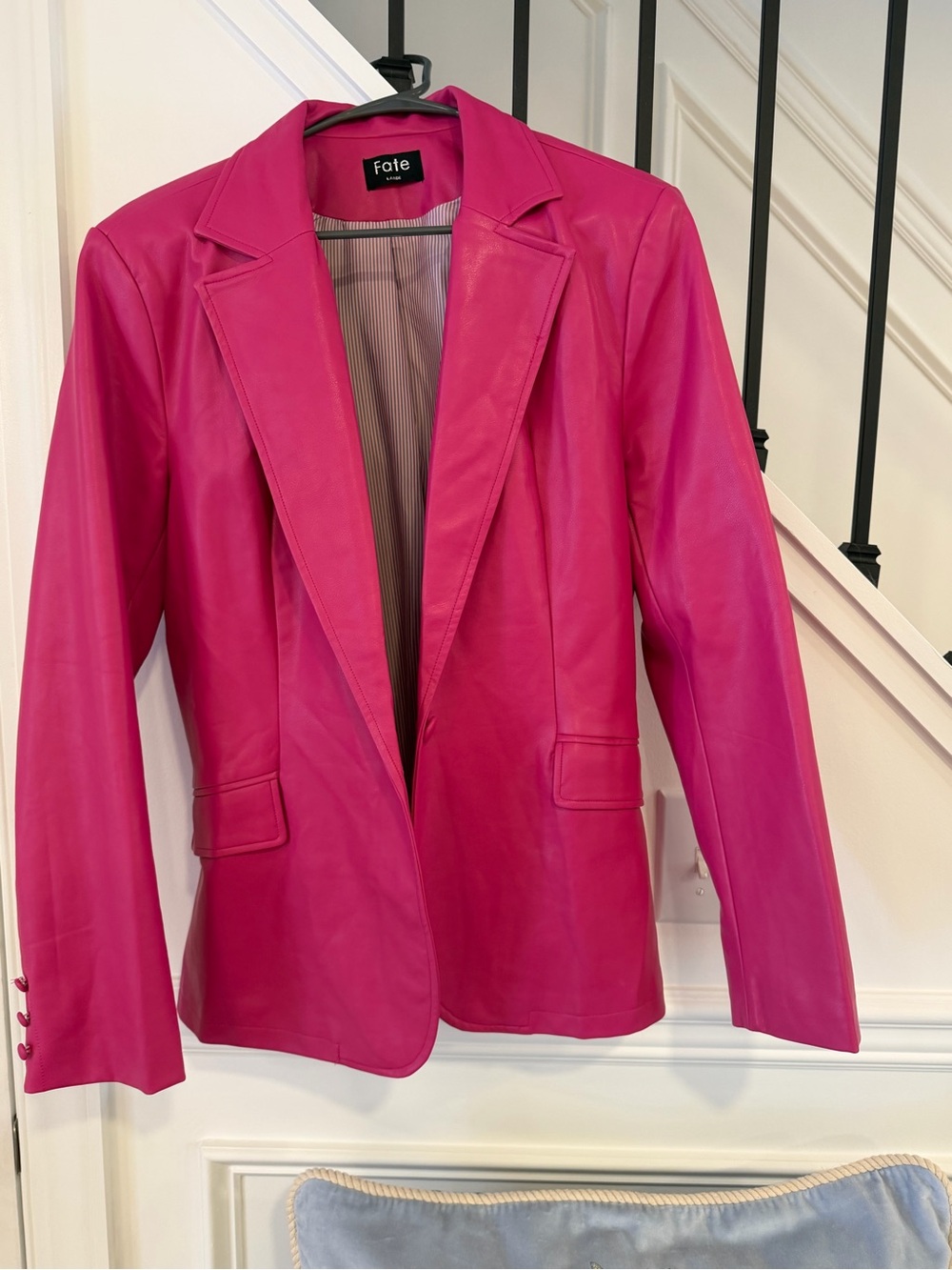 Fate Women's Bright Pink Leather Blazer
